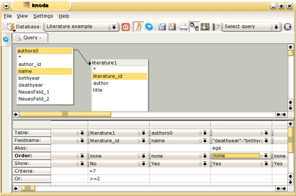 Query by example window